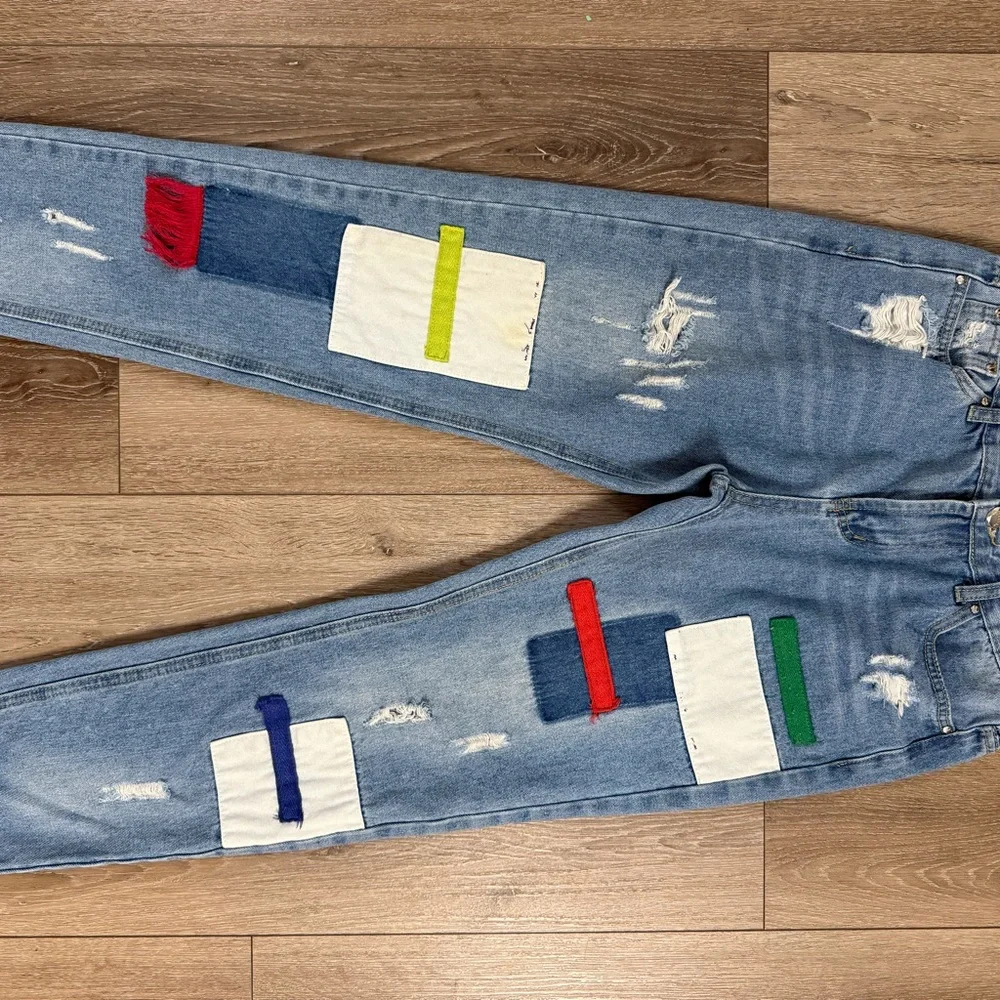 Selvage Denim Custom Patchwork Straight Leg Jeans - Picture 8 of 11